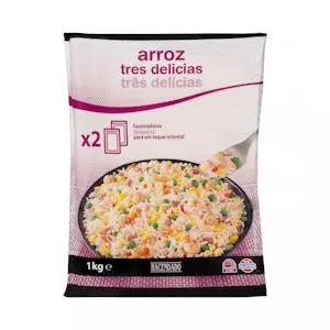 Arroz tres delicias Hacendado ultracongelado Mercadona