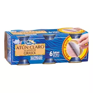 Atún claro en aceite de girasol Hacendado Mercadona