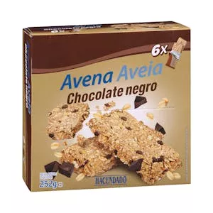 Barritas de avena Hacendado con chocolate negro Mercadona
