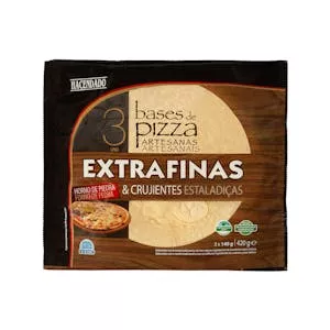 Bases de pizza artesanas extrafinas y crujientes Hacendado ultracongeladas Mercadona