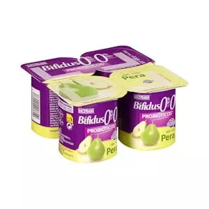 Bífidus desnatado probiótico con pera Hacendado 0% m.g. 0% azúcares añadidos Mercadona