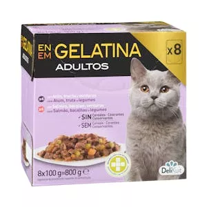 Bocaditos en gelatina gato adulto Delikuit Mercadona
