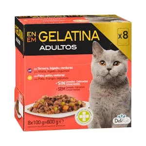 Bocaditos en gelatina gato adulto Delikuit Mercadona