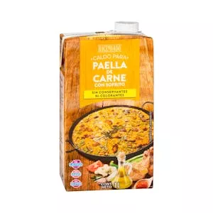 Caldo para paella de carne Hacendado con sofrito Mercadona