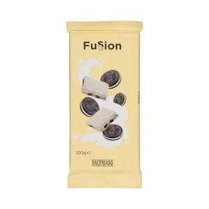 Chocolate blanco Fussion Hacendado galletas al cacao Mercadona