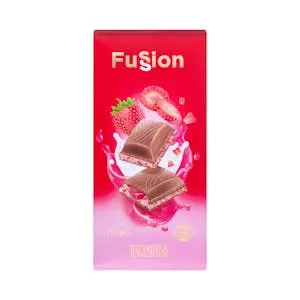 Chocolate con leche Fussion Hacendado relleno crema de fresa Mercadona