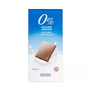 Chocolate extrafino con leche Hacendado 0% azúcares añadidos Mercadona