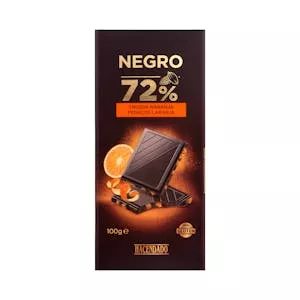 Chocolate negro 72% cacao Hacendado con trozos de naranja Mercadona
