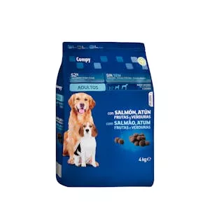 Comida perro adulto Compy con salmón, atún, frutas y verduras Mercadona