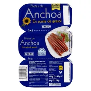 Filetes de anchoa en aceite de girasol Hacendado Mercadona