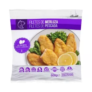 Filetes de merluza al huevo Hacendado ultracongelados Mercadona