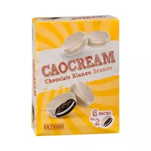 Galletas Caocream chocolate blanco Hacendado rellenas de crema Mercadona