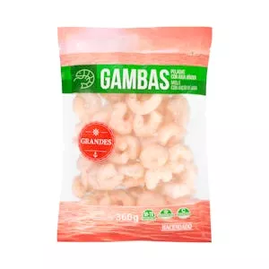 Gamba pelada cruda tamaño grande Hacendado ultracongelada Mercadona