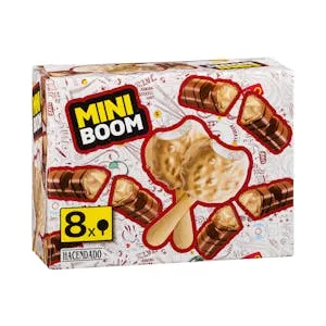 Helado mini Boom Hacendado con cobertura blanda de pasta de avellana y galleta troceada Mercadona