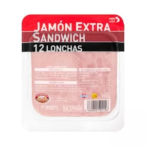 Jamón cocido extra sándwich Hacendado lonchas Mercadona