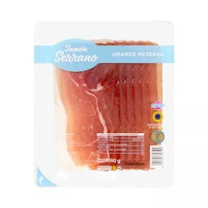 Jamón serrano gran reserva Costa Brava sin aditivos lonchas Mercadona