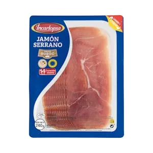 Jamón serrano lonchas Incarlopsa Mercadona