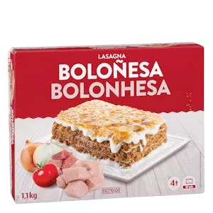 Lasaña boloñesa familiar Hacendado ultracongelada Mercadona