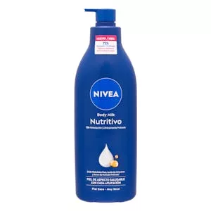 Leche corporal nutritiva Nivea con ácido hialurónico, aceite de almendras y sérum de nutrición profunda Mercadona