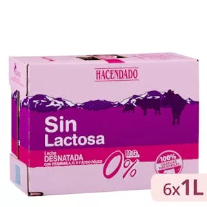 Leche desnatada sin lactosa Hacendado Mercadona