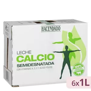 Leche semidesnatada calcio Hacendado Mercadona