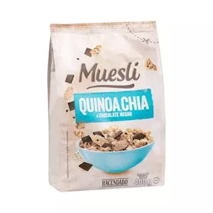 Muesli Hacendado con quinoa, chía y chocolate negro Mercadona