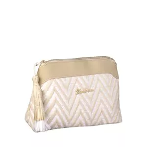 Neceser beige y blanco Uhauu mediano con asa Mercadona