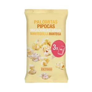 Palomitas de maíz sabor mantequilla Hacendado para microondas Mercadona