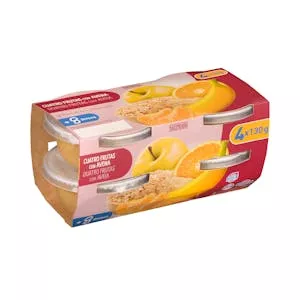 Papilla cuatro frutas con avena Hacendado +8 meses Mercadona