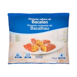 Pimientos del piquillo rellenos de bacalao Hacendado ultracongelados Mercadona