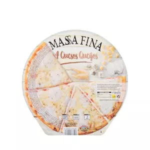 Pizza masa fina 4 quesos Hacendado ultracongelada Mercadona