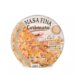 Pizza masa fina carbonara Hacendado ultracongelada Mercadona