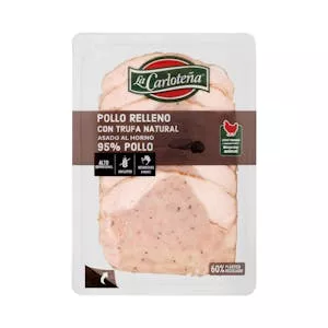 Pollo 95% relleno con trufa La Carloteña asado al horno lonchas Mercadona