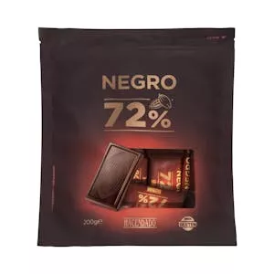 Porciones de Chocolate negro 72% cacao extrafino Hacendado Mercadona