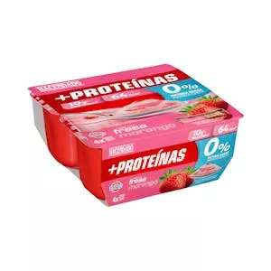 Postre lácteo con fresa +Proteínas Hacendado 0% m.g 10 g proteínas Mercadona