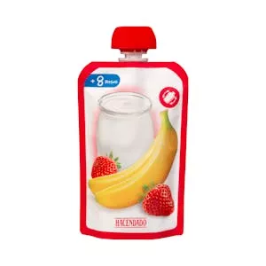 Postre lácteo infantil de fresa y plátano Hacendado +8 meses Mercadona