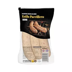 Salchichas cocidas de cerdo Hacendado estilo parrillero Mercadona