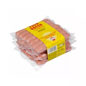 Salchichas cocidas estilo Frankfurt con queso Hacendado de pollo y cerdo sabor ahumado Mercadona