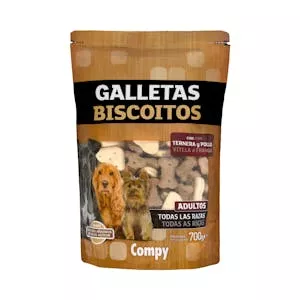 Snack galletas perro adulto con pollo y ternera Compy razas medianas y grandes Mercadona