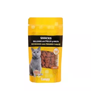 Snacks gato rellenos con pollo y malta Compy Mercadona