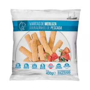 Varitas de merluza empanadas Hacendado ultracongeladas Mercadona