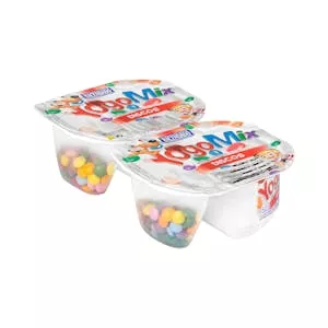 Yogur azucarado YogoMix Discos Hacendado con disquitos chocolateados Mercadona