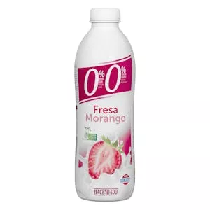 Yogur líquido desnatado de Fresa Hacendado 0% m.g 0% sin azúcares añadidos Mercadona