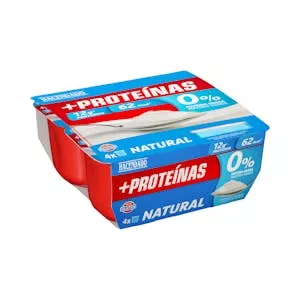 Postre lácteo natural +Proteínas Hacendado 0% m.g 12 g proteínas