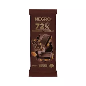 Chocolate negro 72% de cacao Hacendado con almendras enteras