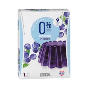 Precio Preparado en polvo gelatina arándano Hacendado 0% azúcar Mercadona