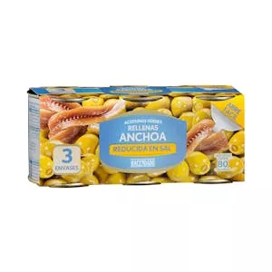 ¿Cuánto vale Aceitunas verdes rellenas de anchoa Hacendado reducidas en sal Mercadona
