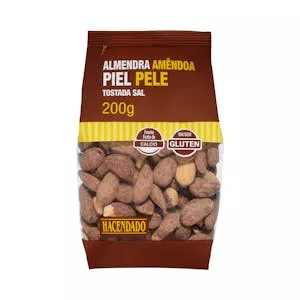 Precio Almendra tostada y salada Hacendado con piel Mercadona